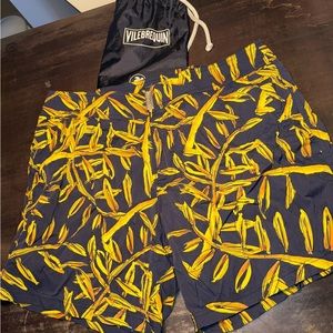 Vilebrequin Yellow Leaf Print Swim Shorts